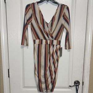 J for Justify Multicolor Striped Wrap Dress